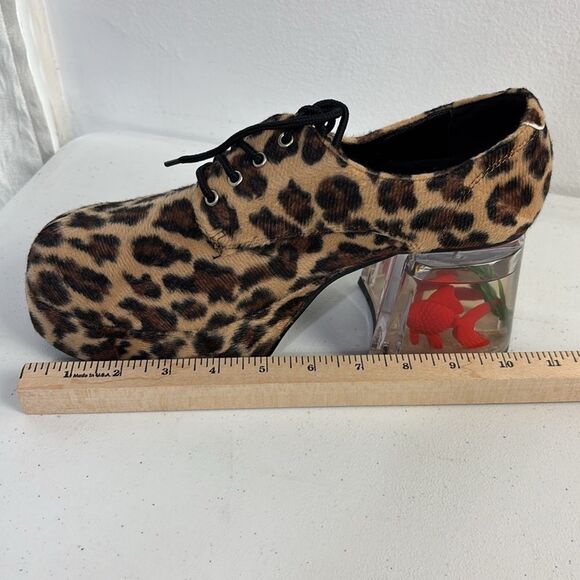 NWOT Funtasma Mens 9 Leopard Platform Shoes Fish Bowl Pimp Disco 70s Costume - Picture 11 of 14